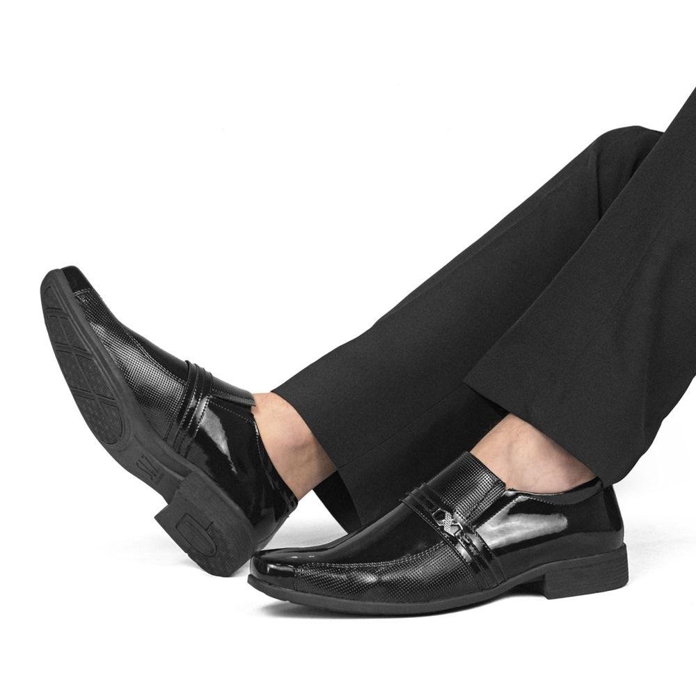 Sapato Social Masculino Verniz Elástico Calce Fácil Metal Preto 7