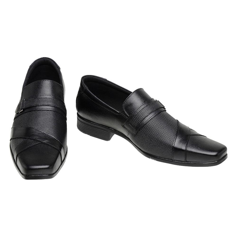 Sapato Social Masculino Elástico Couro Elegante Conforto Preto 1