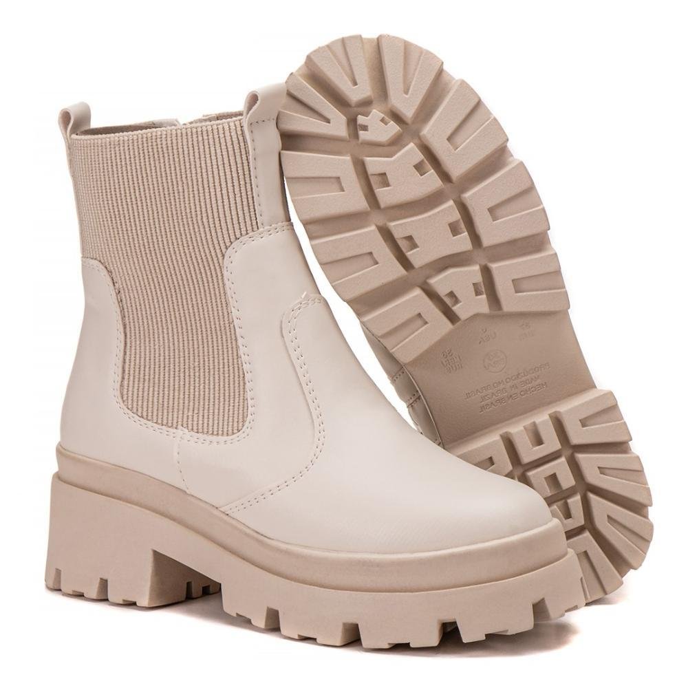Bota Feminina Chelsea Tratorada Confortável Zíper Elástico Rosa 4