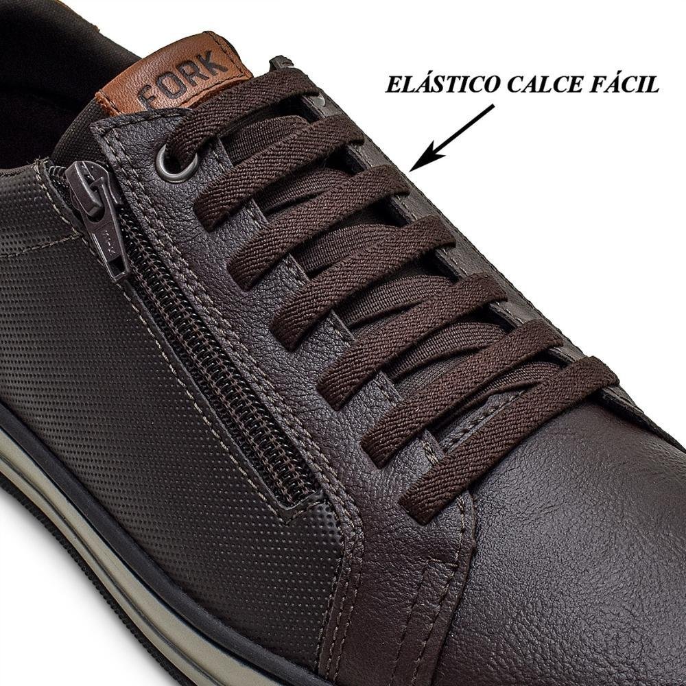 Sapatênis Masculino Casual Moderno Zíper Confortável Cadarço Marrom 4