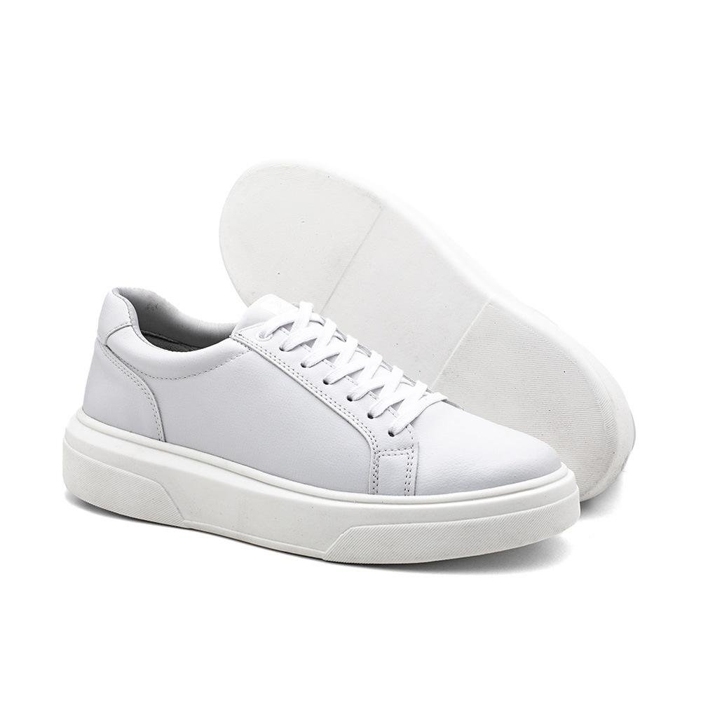 Tênis Casual Masculino Fechamento Elástico Confortável Branco 5