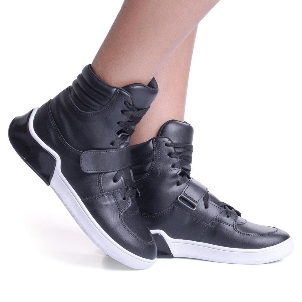 Tênis Feminino Cano Alto Treino Casual Preto 6