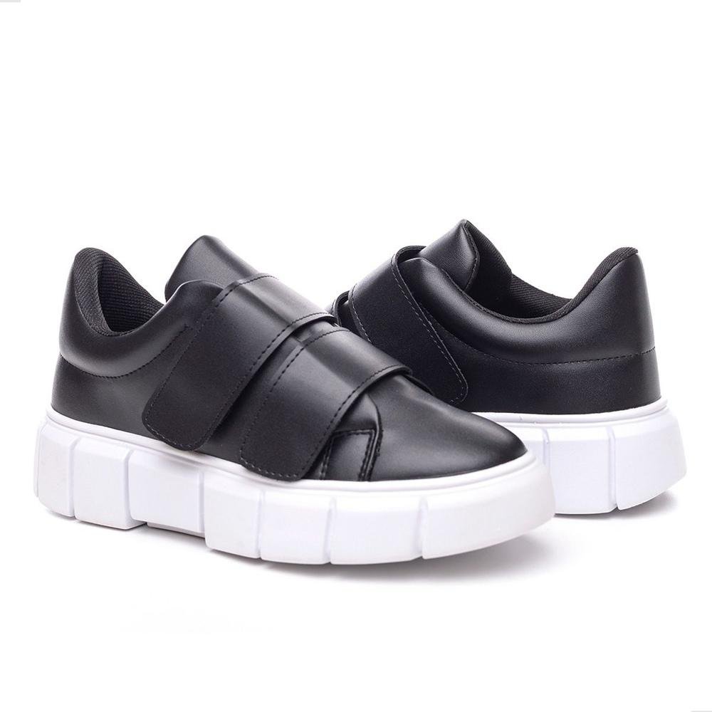 Tênis Feminino Elegante Duas Tiras Preto 4