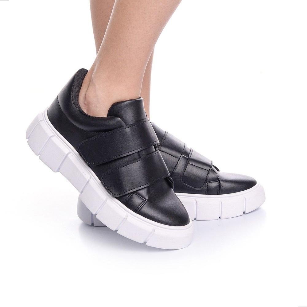 Tênis Feminino Elegante Duas Tiras Preto 5