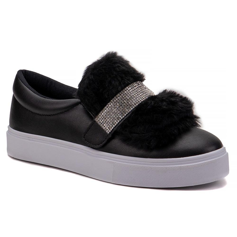 Tênis Slip On Feminino Strass Preto 2