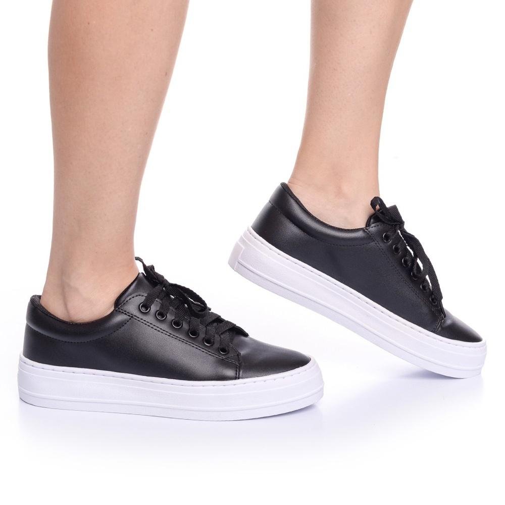Tênis Feminino Sola Alta estilo conforto Preto 5