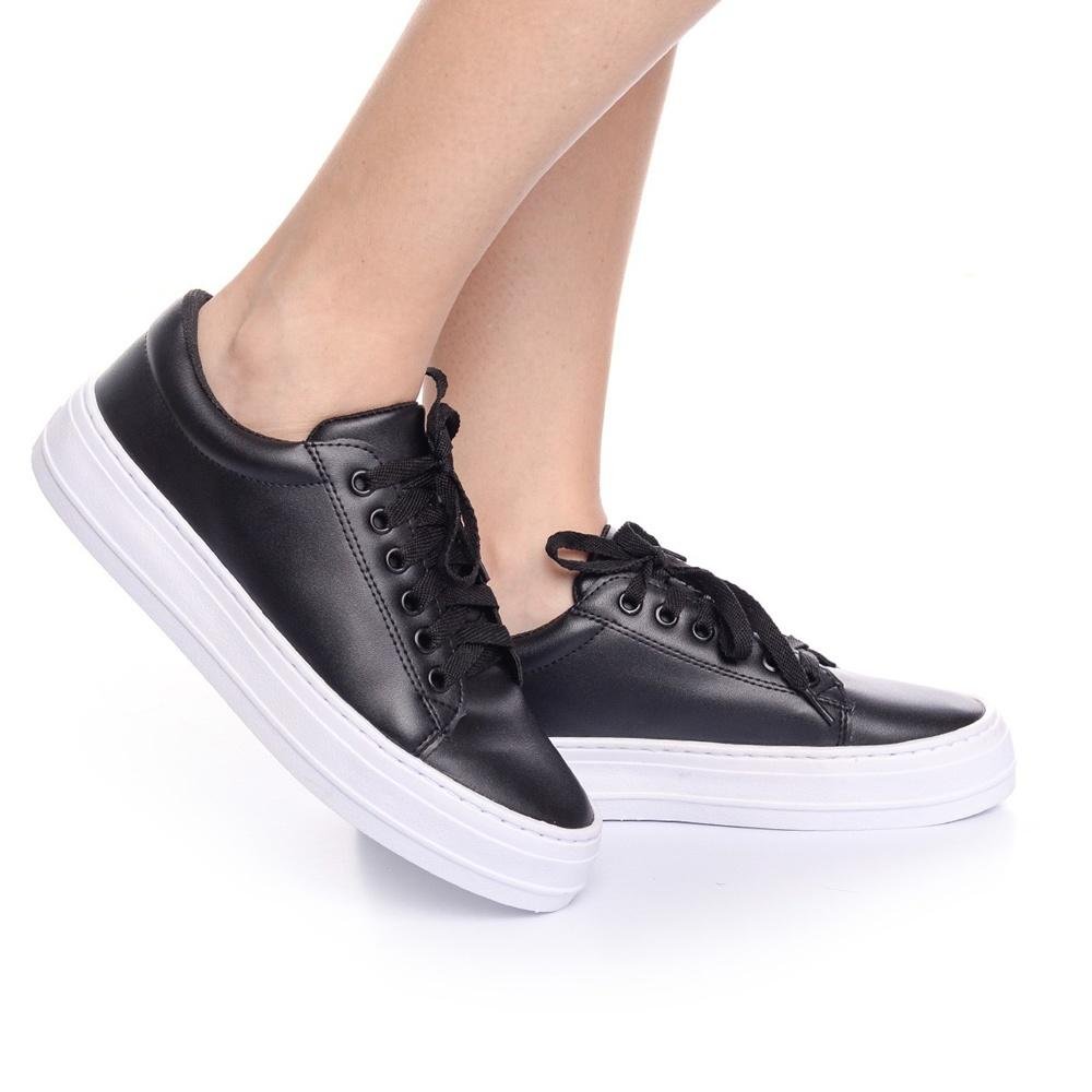 Tênis Feminino Sola Alta estilo conforto Preto 6