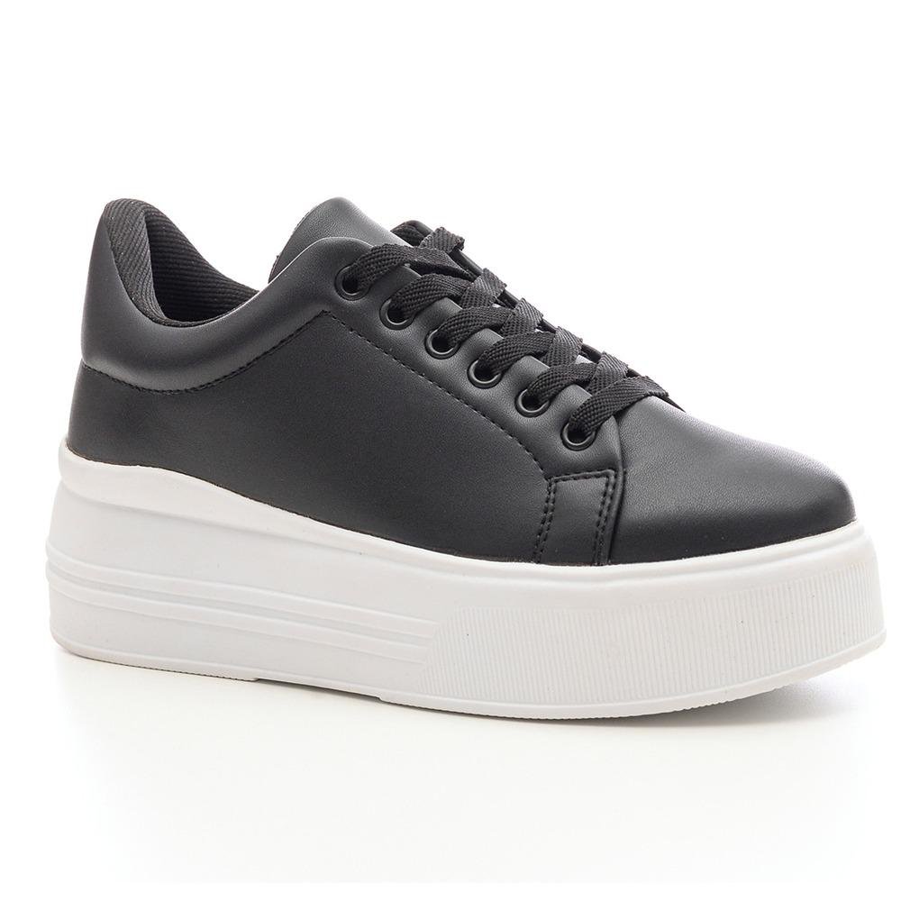 Tênis Feminino Plataforma Casual Versátil Preto 2