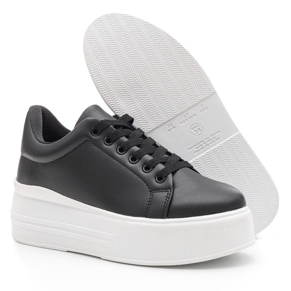 Tênis Feminino Plataforma Casual Versátil Preto 3