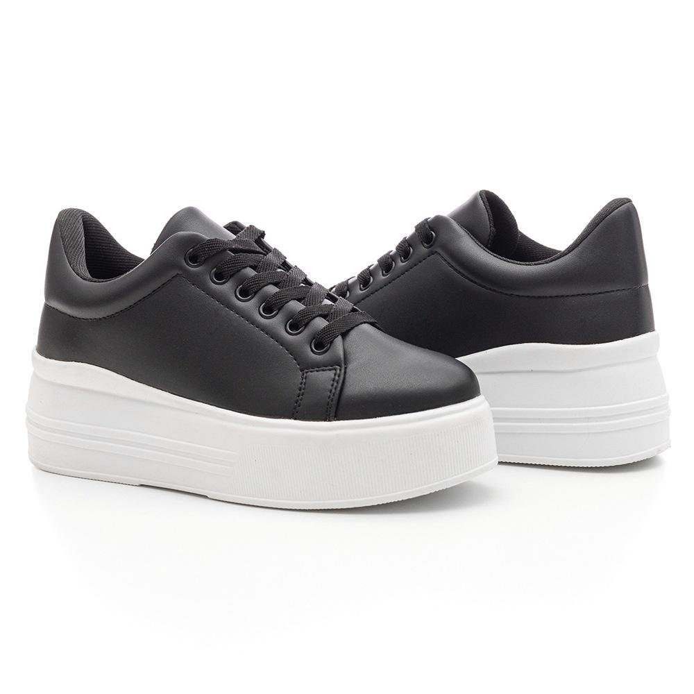 Tênis Feminino Plataforma Casual Versátil Preto 4