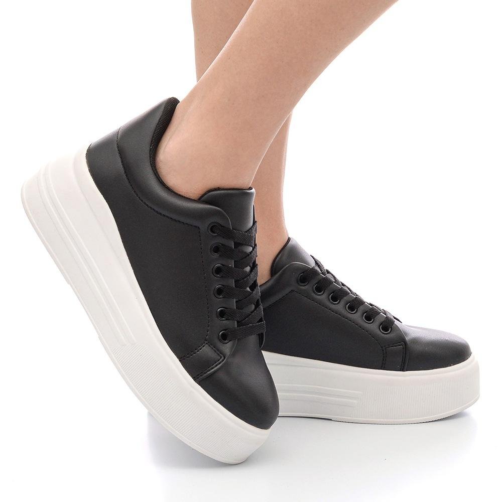 Tênis Feminino Plataforma Casual Versátil Preto 5