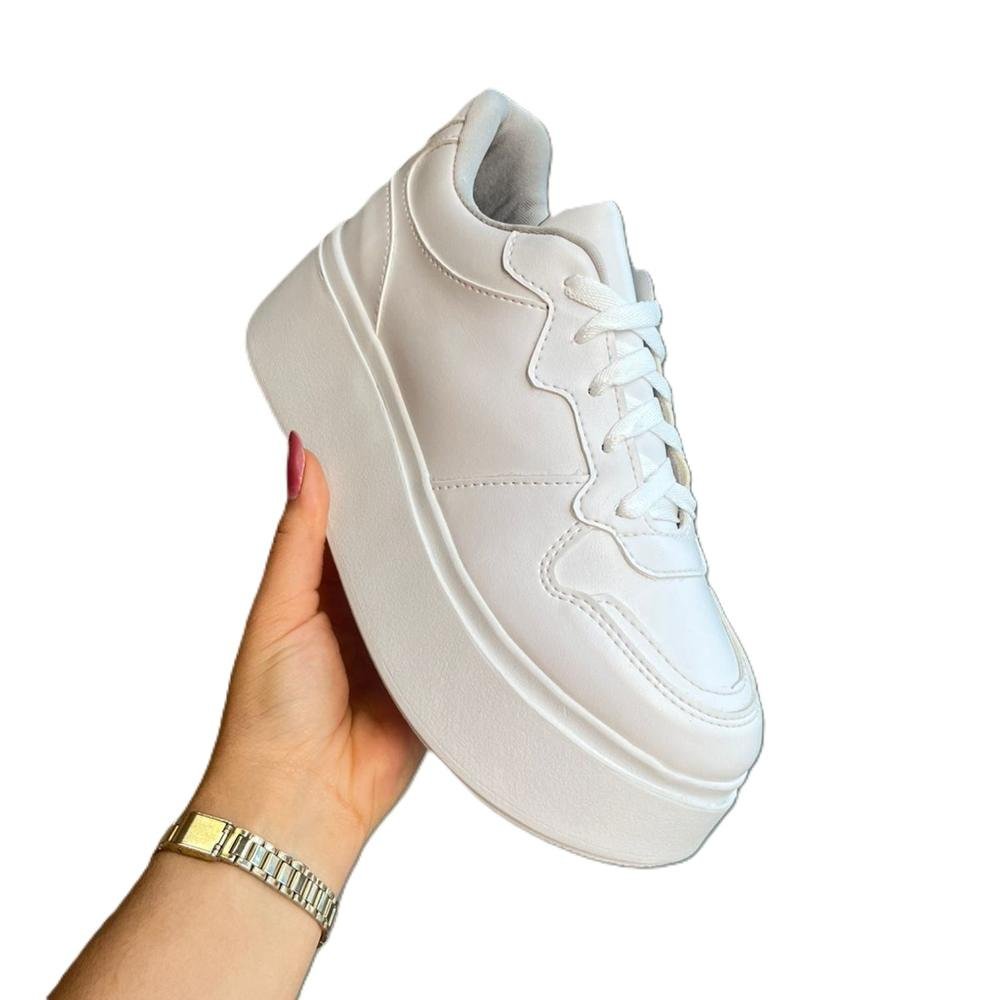 Tênis Feminino Casual Plataforma Branco 2