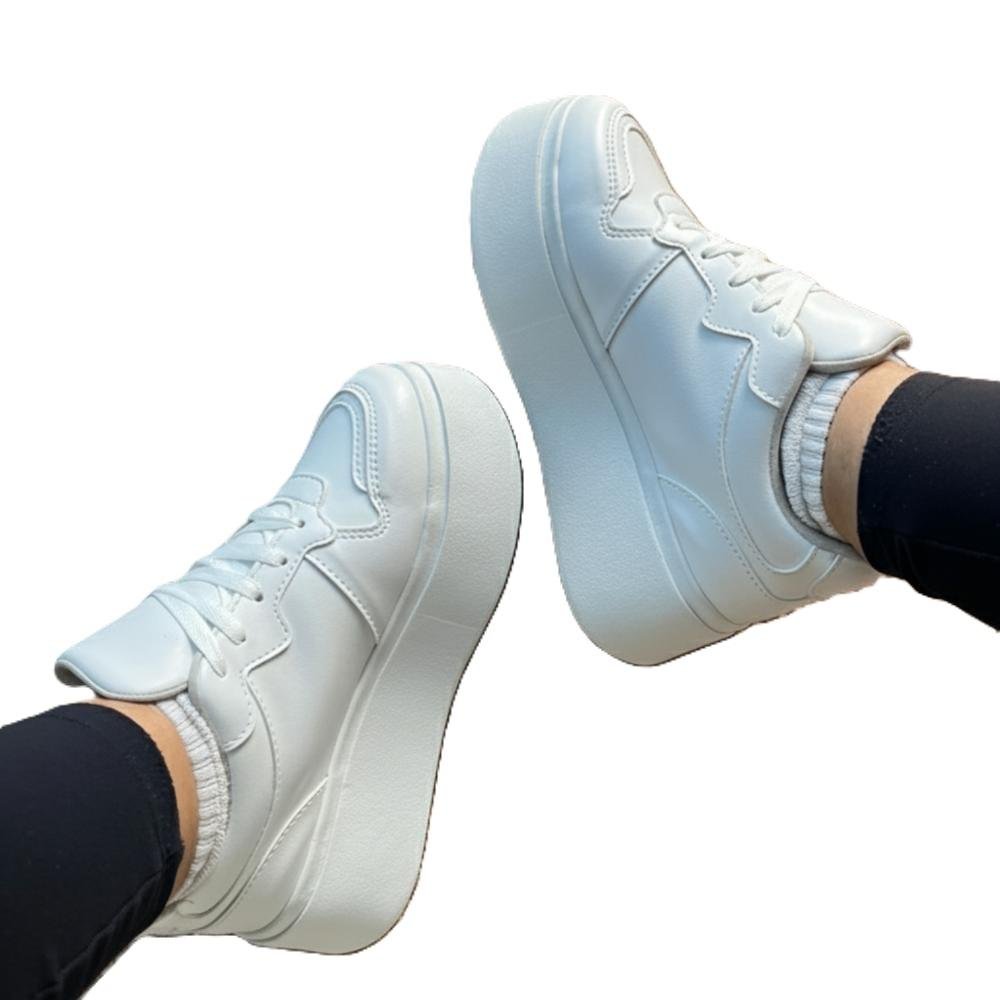Tênis Feminino Casual Plataforma Branco 4
