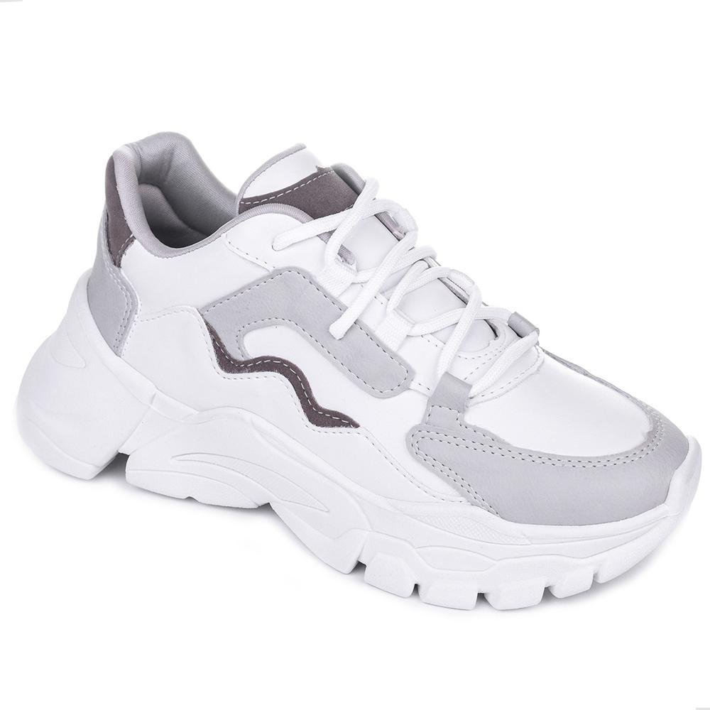 Tênis Feminino Chunky Dia a Dia Branco/Cinza 2