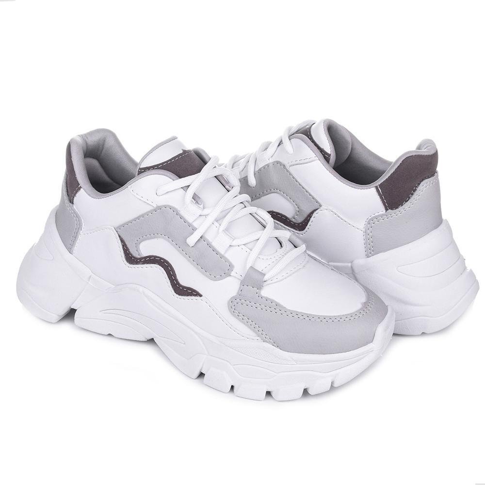 Tênis Feminino Chunky Dia a Dia Branco/Cinza 3