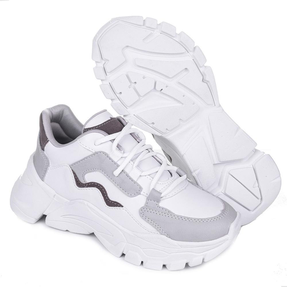 Tênis Feminino Chunky Dia a Dia Branco/Cinza 5