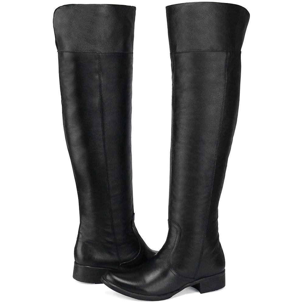 Bota Feminina Over The Knee Cano Longo em Couro Preto 2