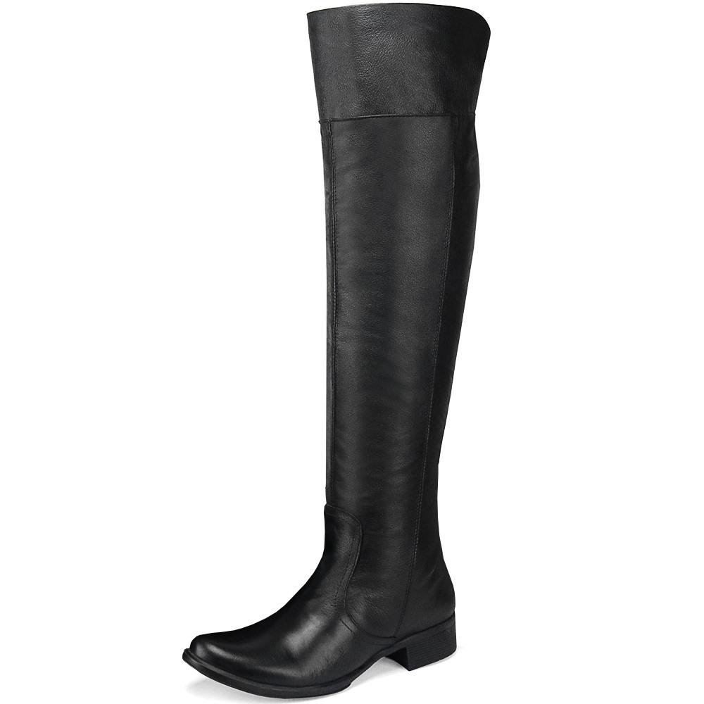 Bota Feminina Over The Knee Cano Longo em Couro Preto 4