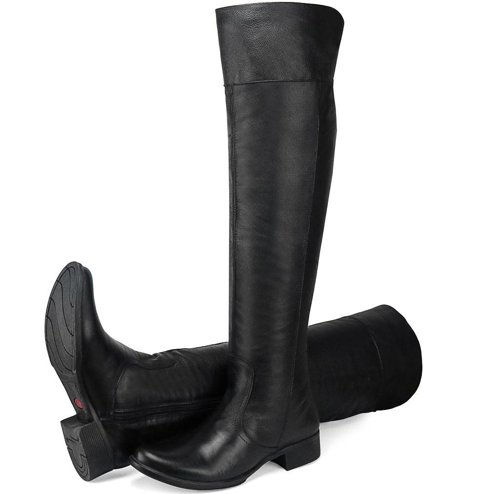 Bota Feminina Over The Knee Cano Longo em Couro Preto 5