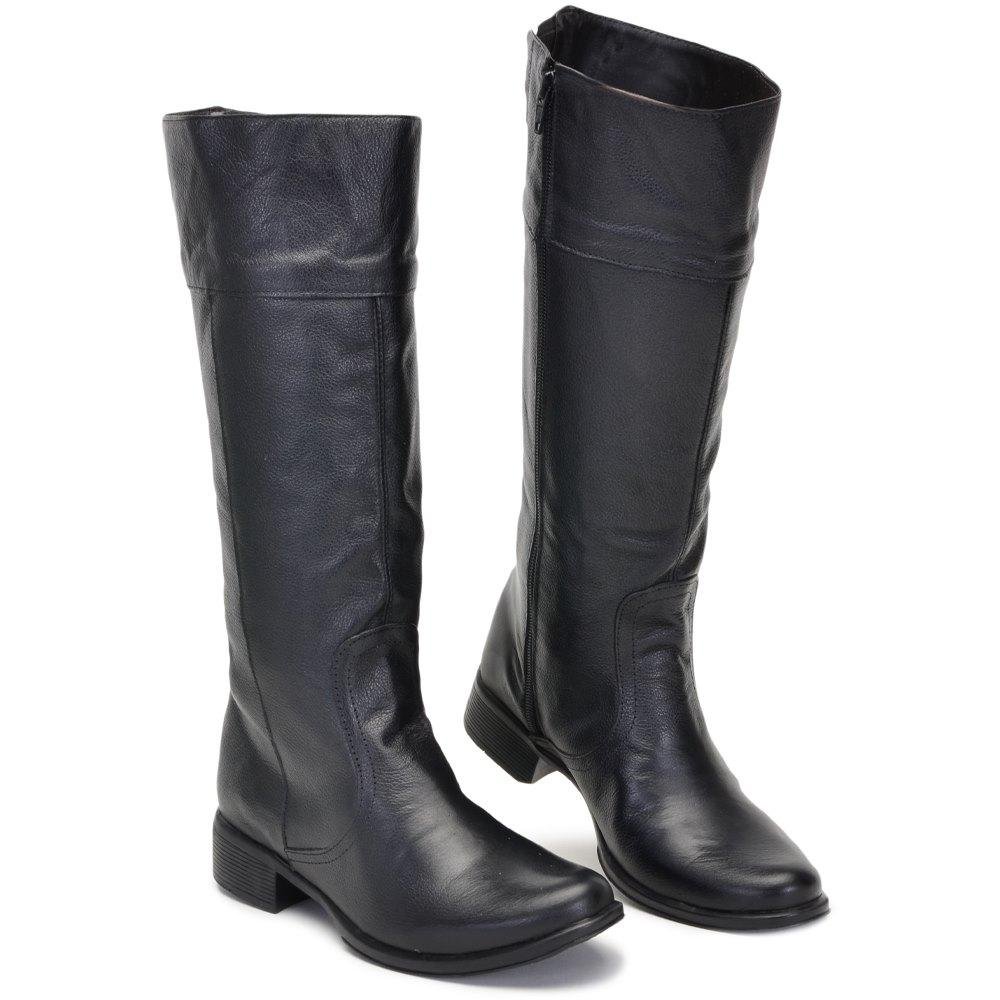 Bota Montaria Feminina com Ziper Lateral em Couro Preto 4