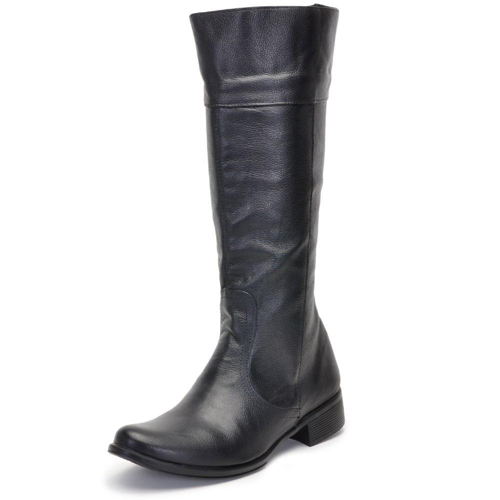Bota Montaria Feminina com Ziper Lateral em Couro Preto 5