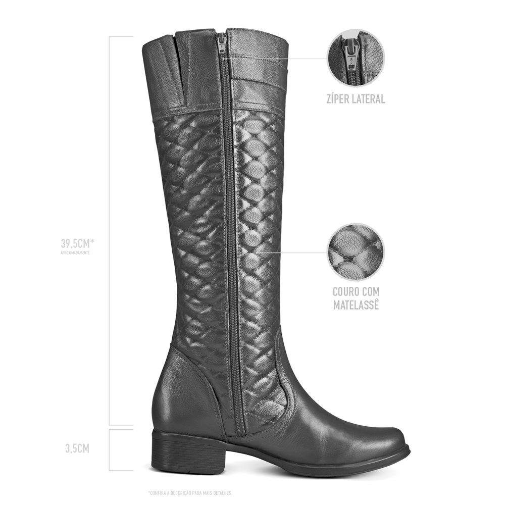 Bota Montaria Feminina em Couro com Matelassê Preto 5