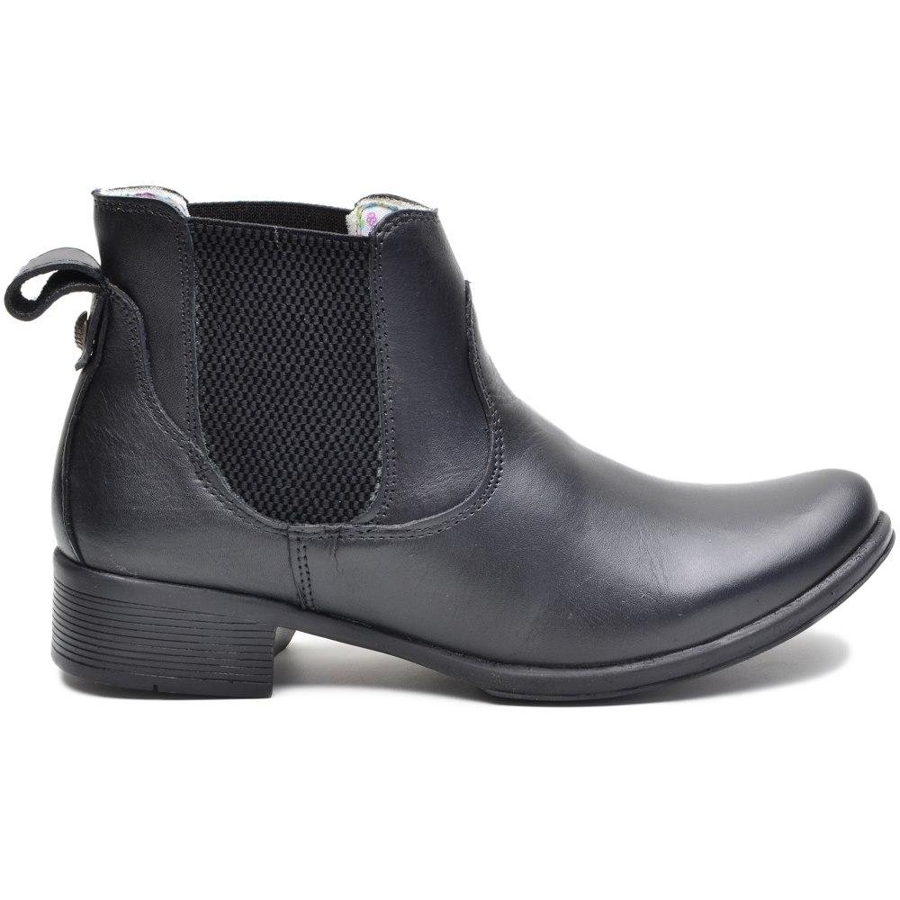 Botina Feminina Cano Curto em Couro com Palmilha Gel Preto 1