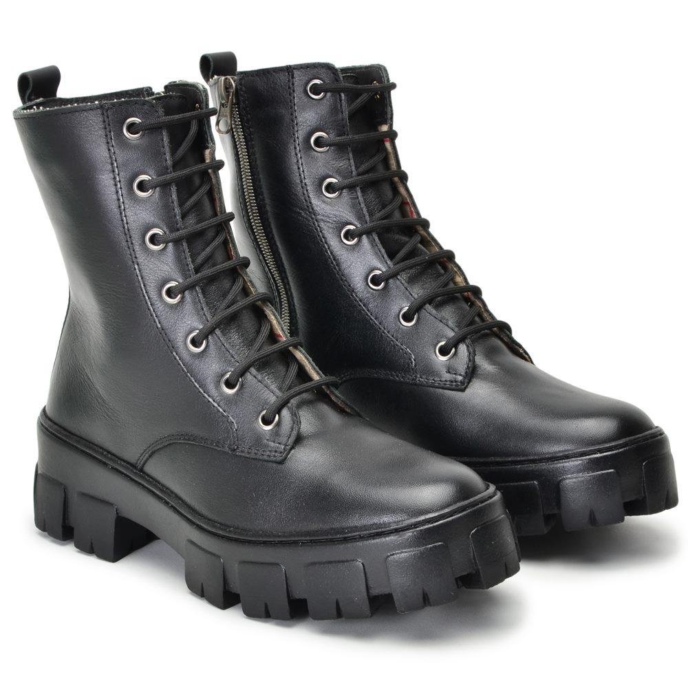Coturno Feminino Couro com Palmilha em Gel Preto 3