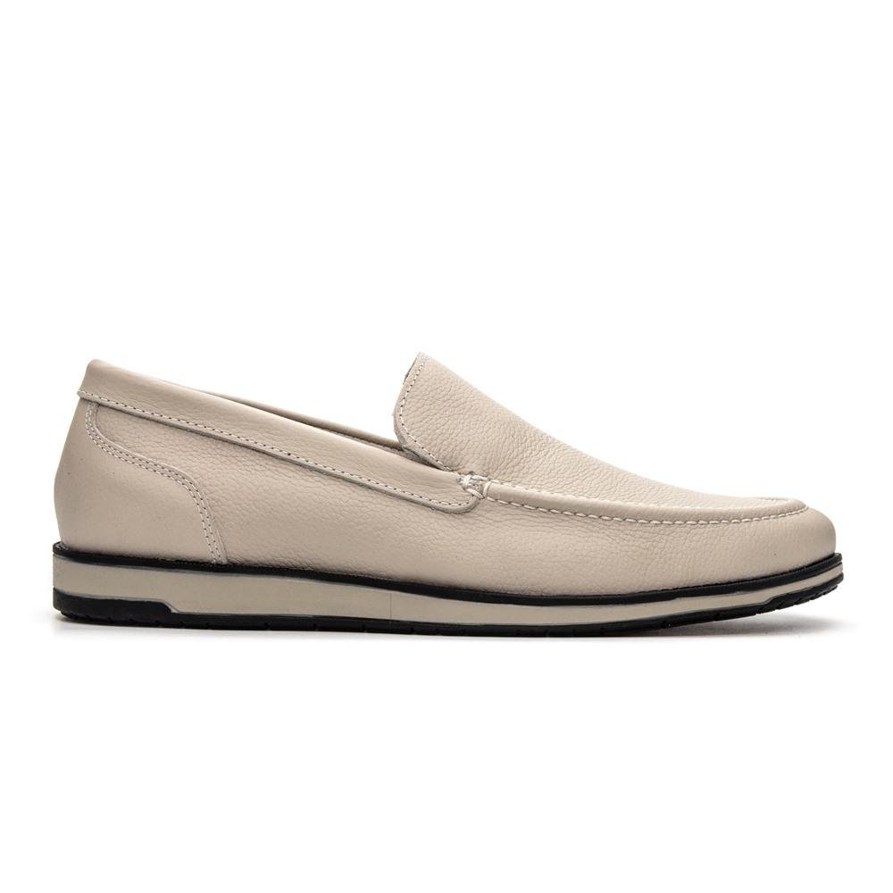 Mocassim Oxford Masculino Casual em Couro Off White 1