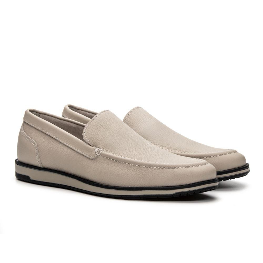 Mocassim Oxford Masculino Casual em Couro Off White 2