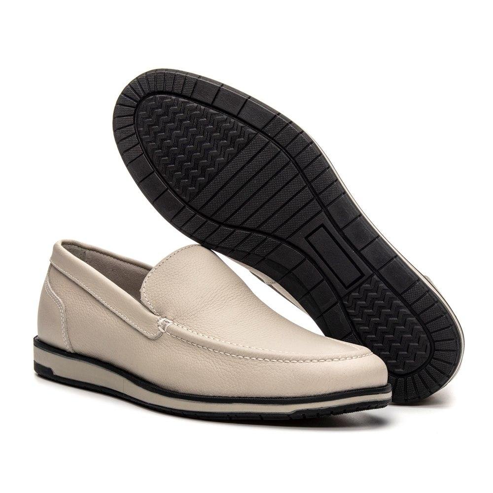 Mocassim Oxford Masculino Casual em Couro Off White 3