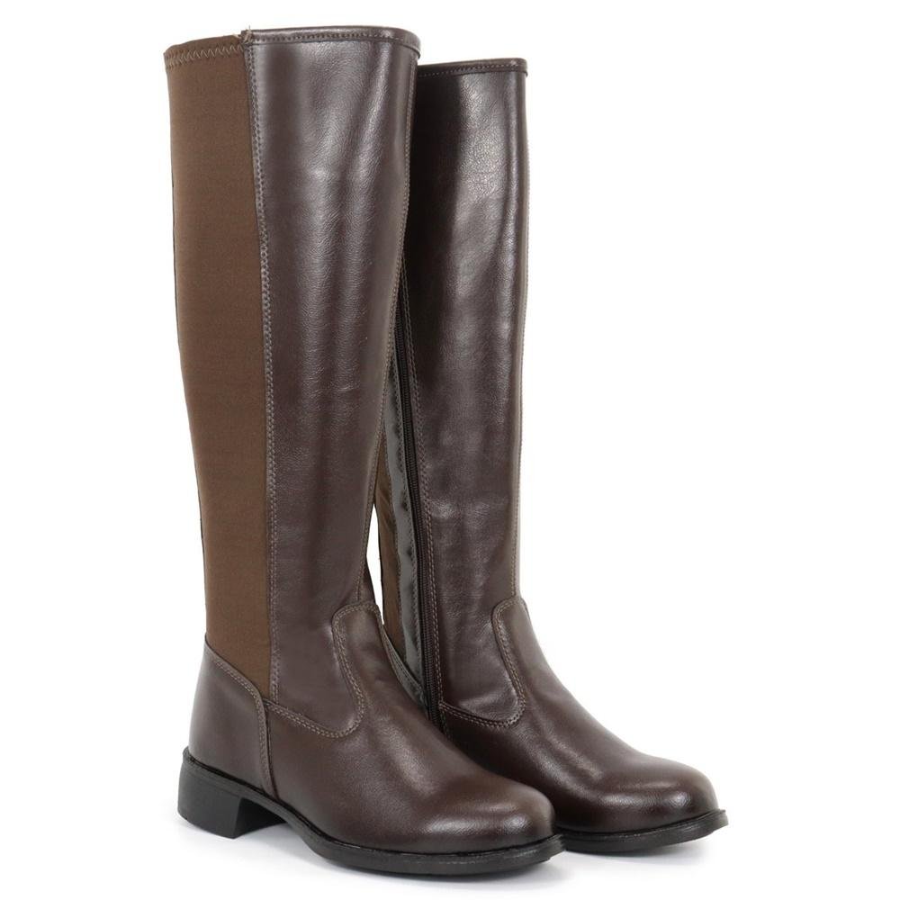 Bota Feminina Montaria Cano Alto Confortável Premium Café 2