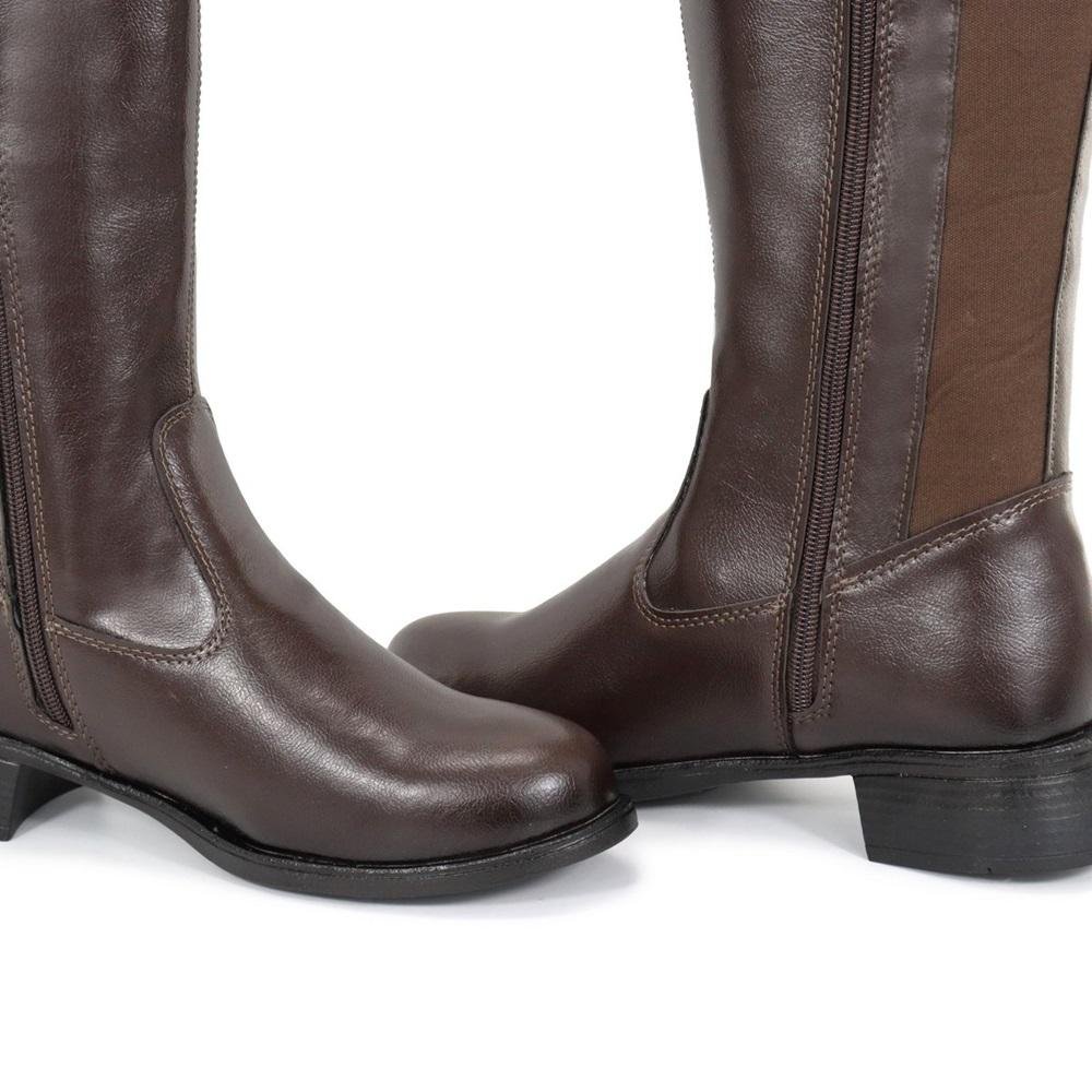 Bota Feminina Montaria Cano Alto Confortável Premium Café 5