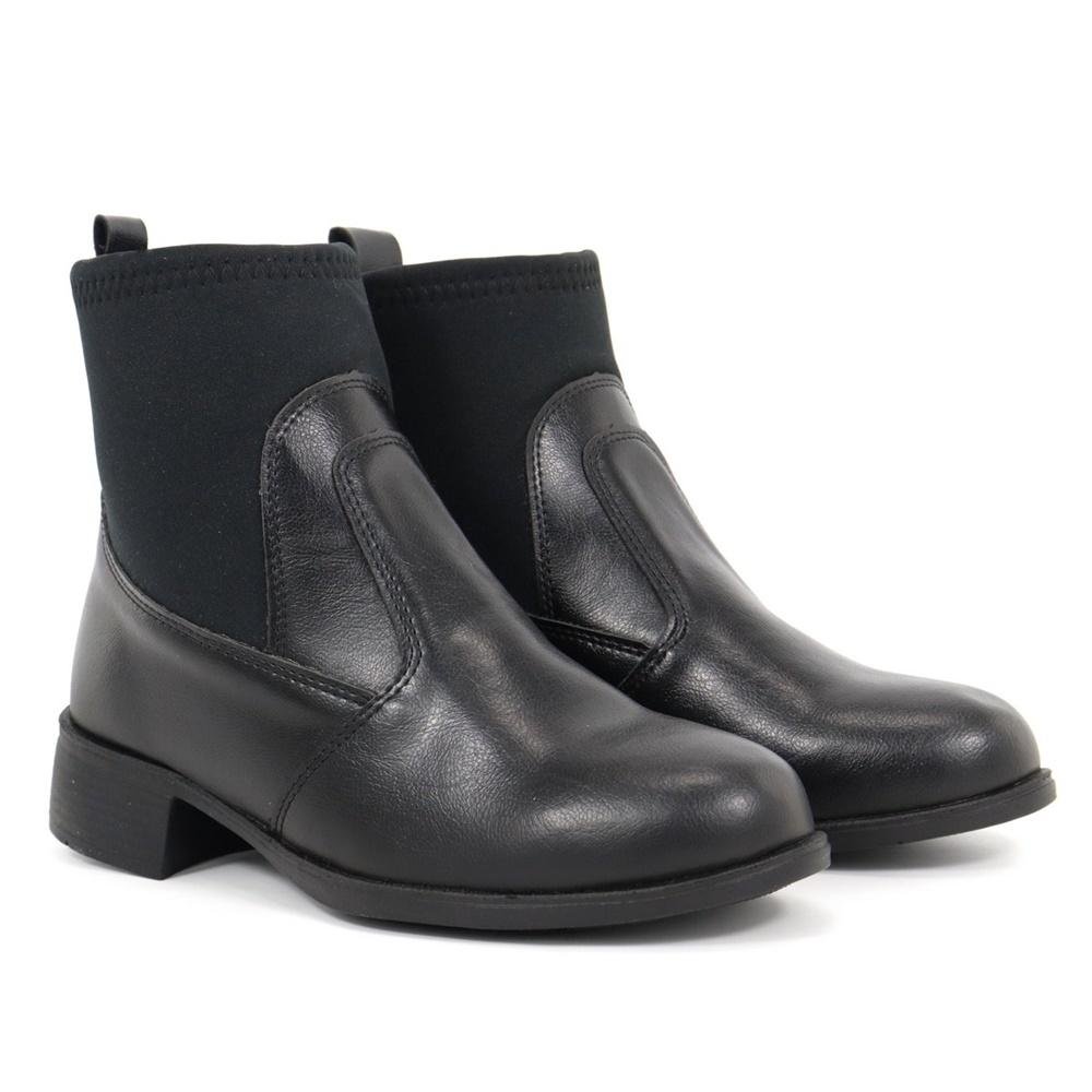 Botinha Feminina Cano Baixo com Neoprene Preto 2