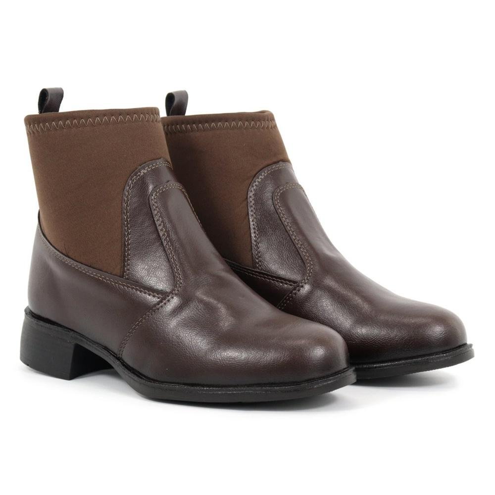 Botinha Feminina Cano Baixo Neoprene Café 2