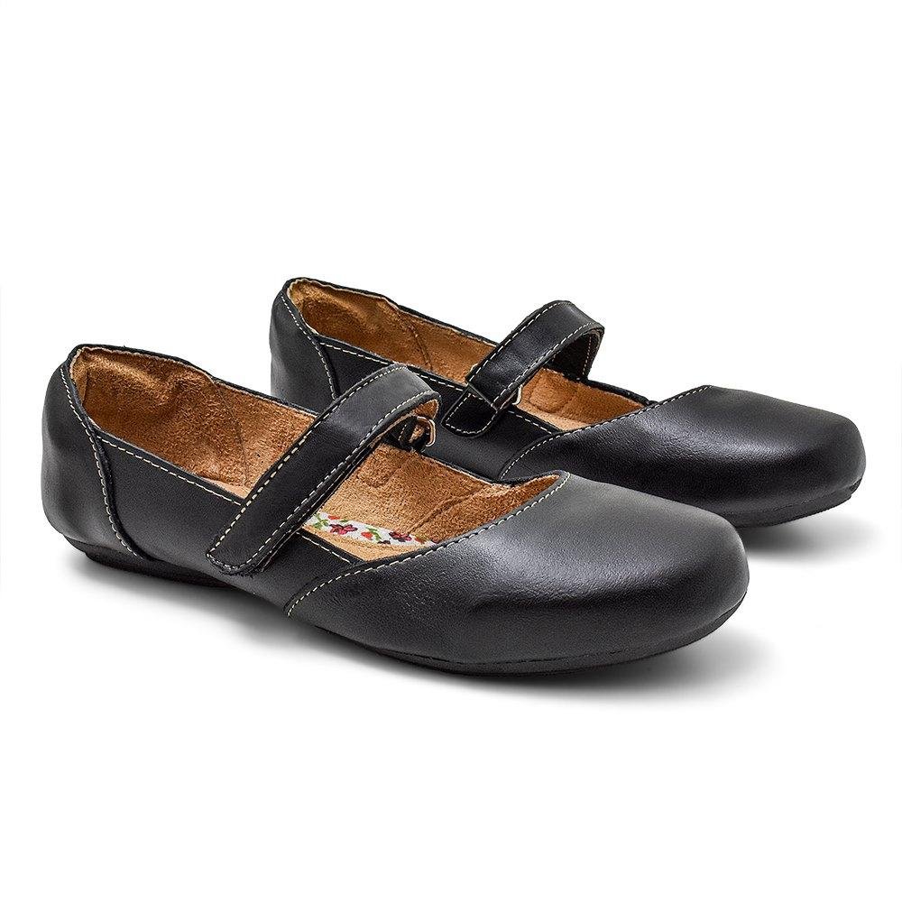 Sapatilha em Couro Feminina Conforto Casual Preto 3