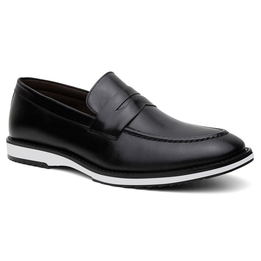 Mocassim Masculino Couro Slip On Casual Conforto Leve Preto 4