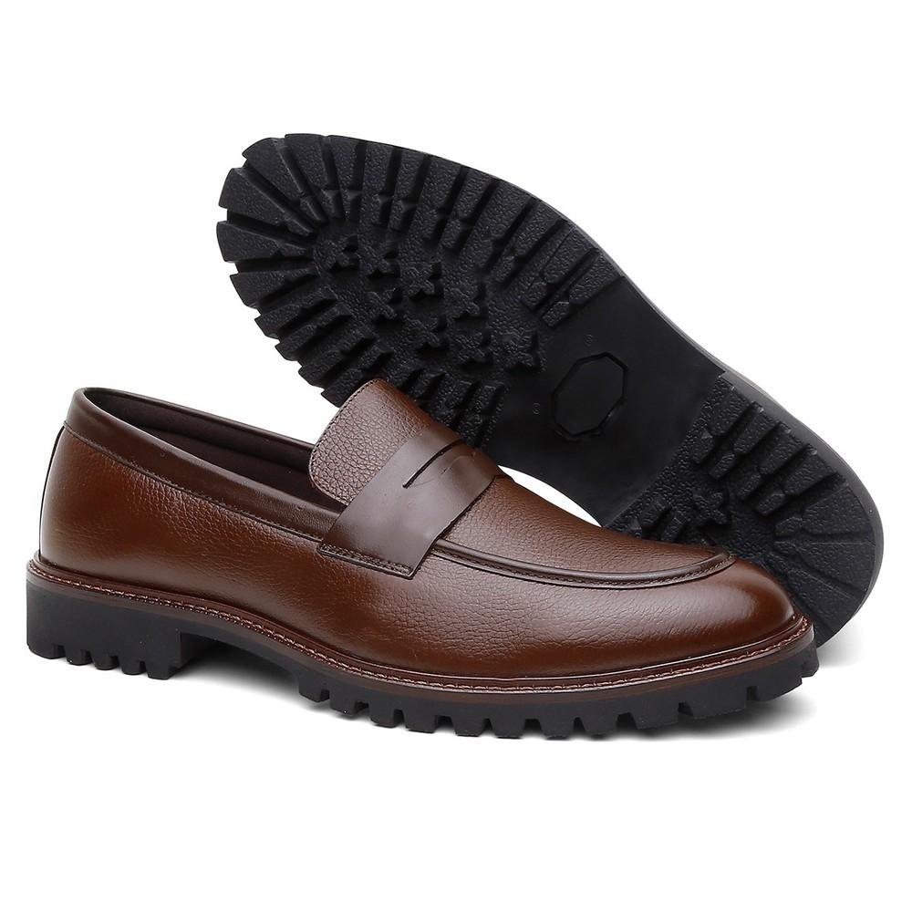 Mocassim Masculino Couro Casual Confortável Marrom 3