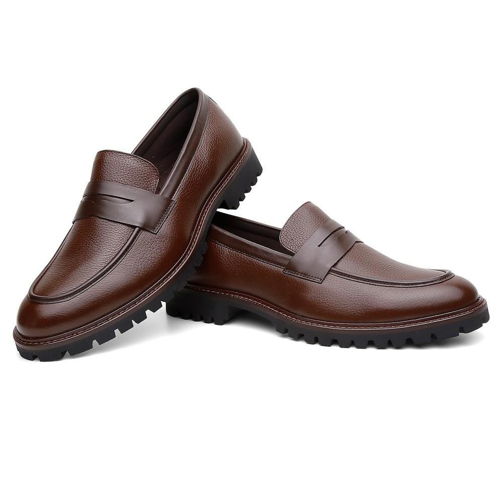 Mocassim Masculino Couro Casual Confortável Marrom 4