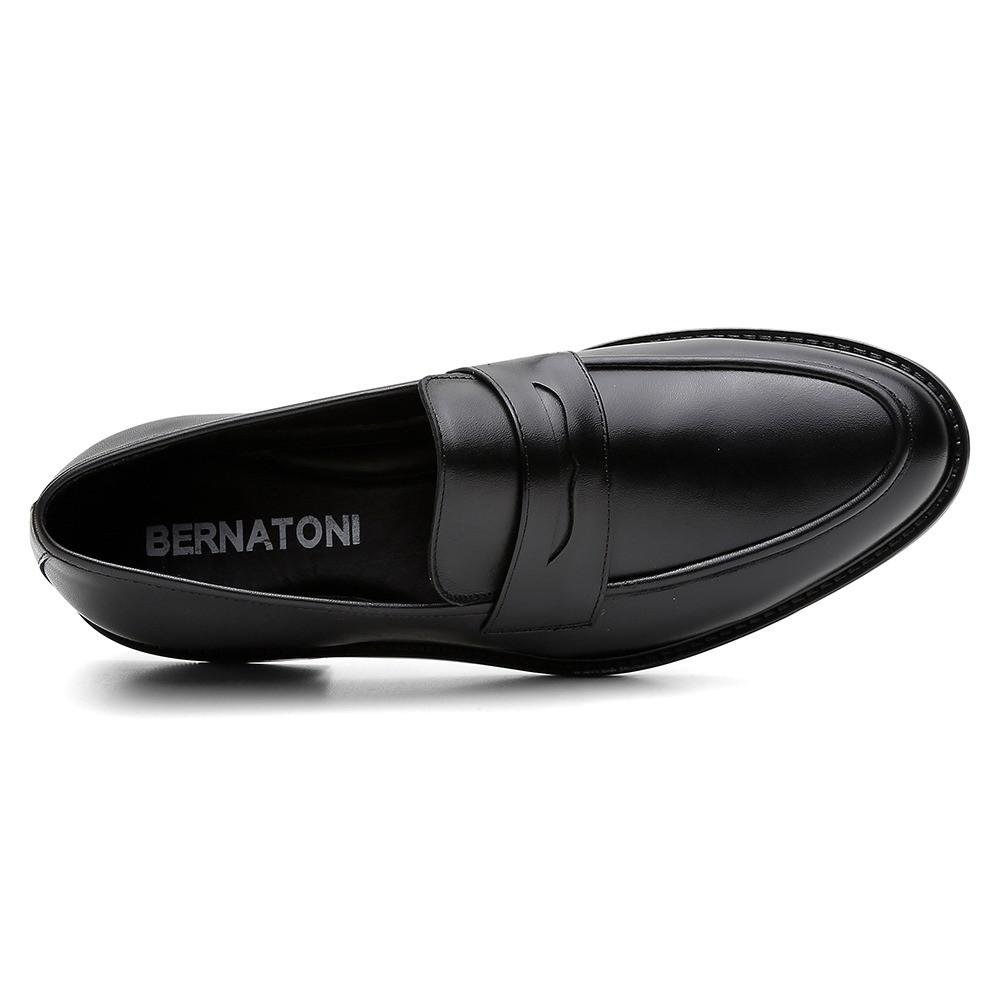 Mocassim Social Masculino Couro Bico Redondo Elegante Preto 3