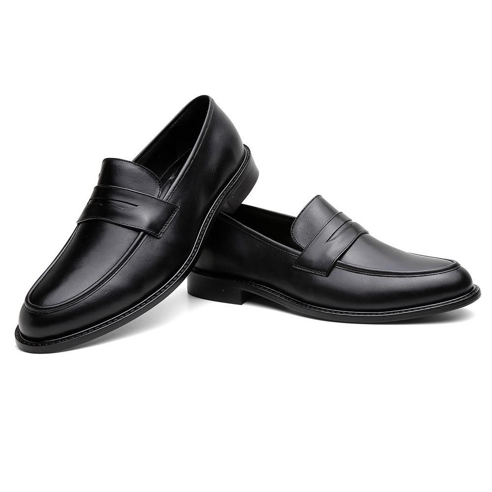 Mocassim Social Masculino Couro Bico Redondo Elegante Preto 4