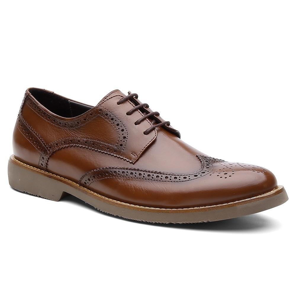 Sapato Masculino Couro Brogue Casual Amarração Bernatoni