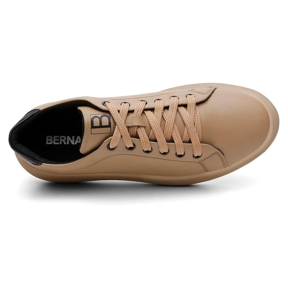 Tênis Masculino Couro Casual Conforto Cadarço Marrom Claro 4
