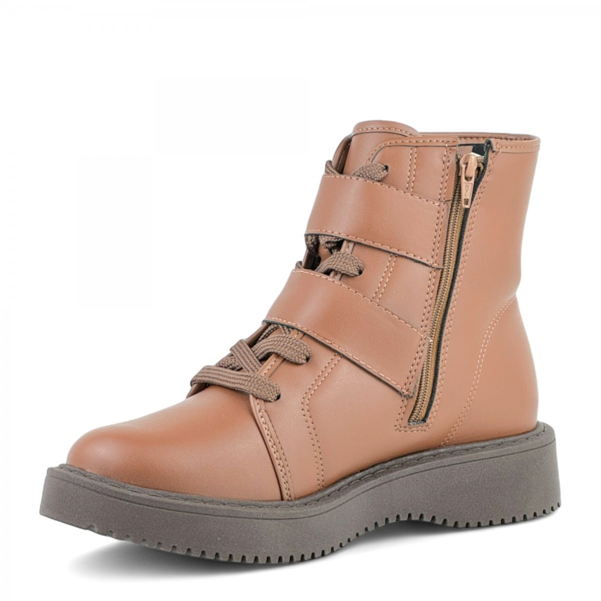 Coturno Casual Fivelas Moleca Feminino Marrom 2