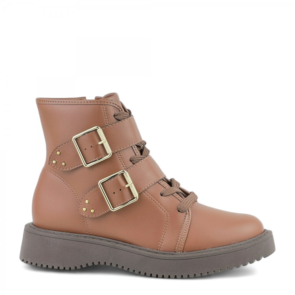 Coturno Casual Fivelas Moleca Feminino Marrom 1