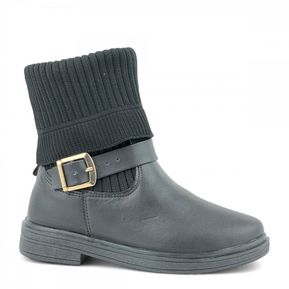 Bota Curta Fivela Casual Worldcolors Infantil Menina Preto 1