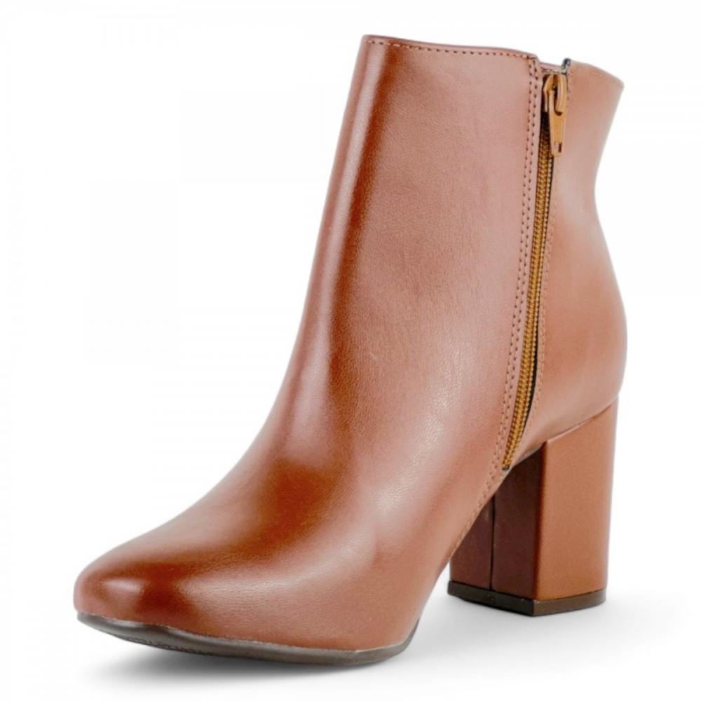 Bota Curta Salto Alto Casual Via Marte Feminina Marrom 2