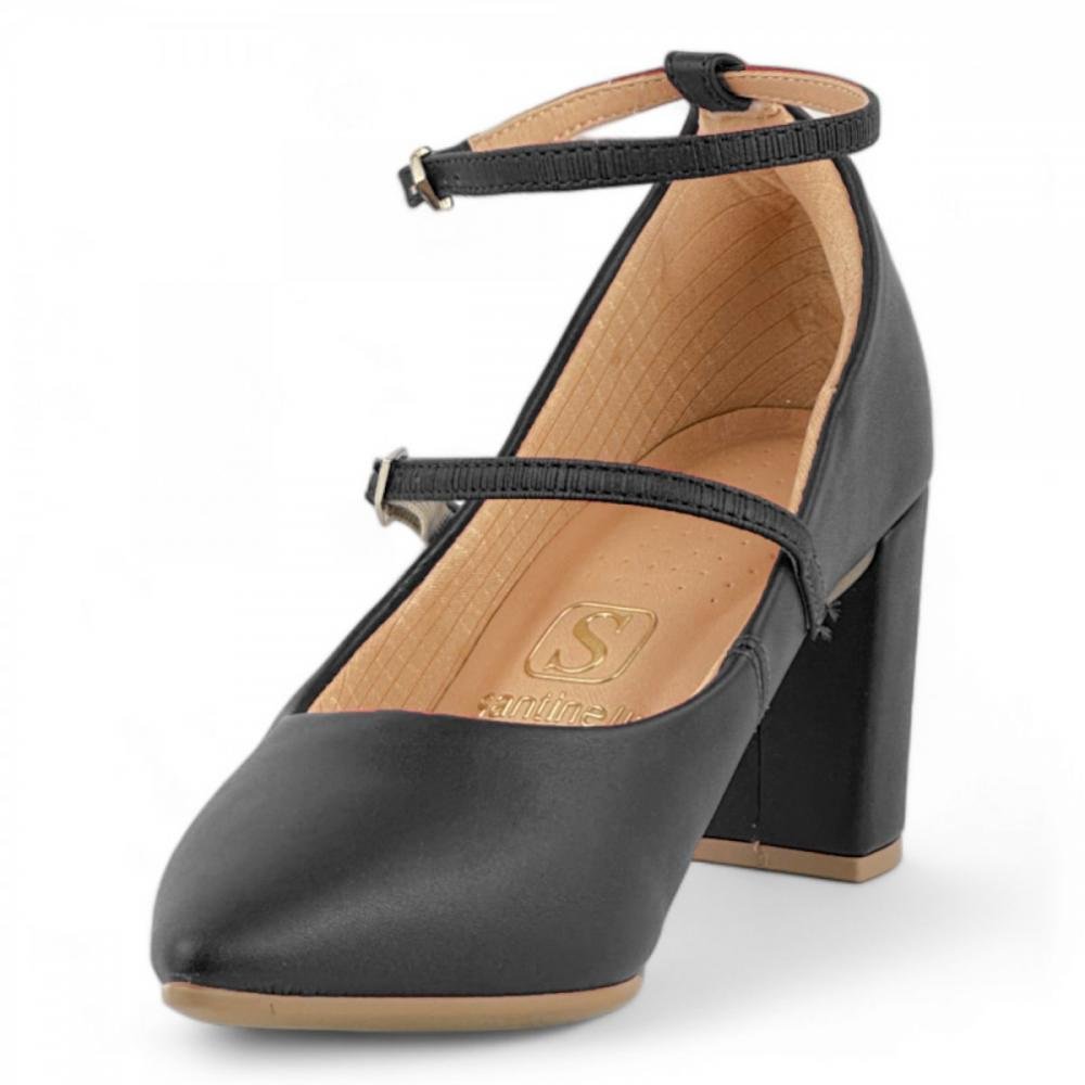 Sapato Scarpin Boneca Tornozeleira Santinelli Feminina Preto 2