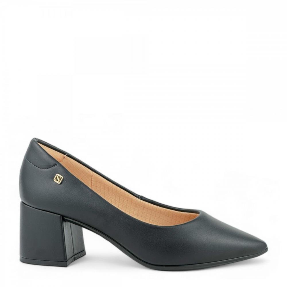 Sapato Scarpin Salto Grosso Santinelli Feminino Preto 1