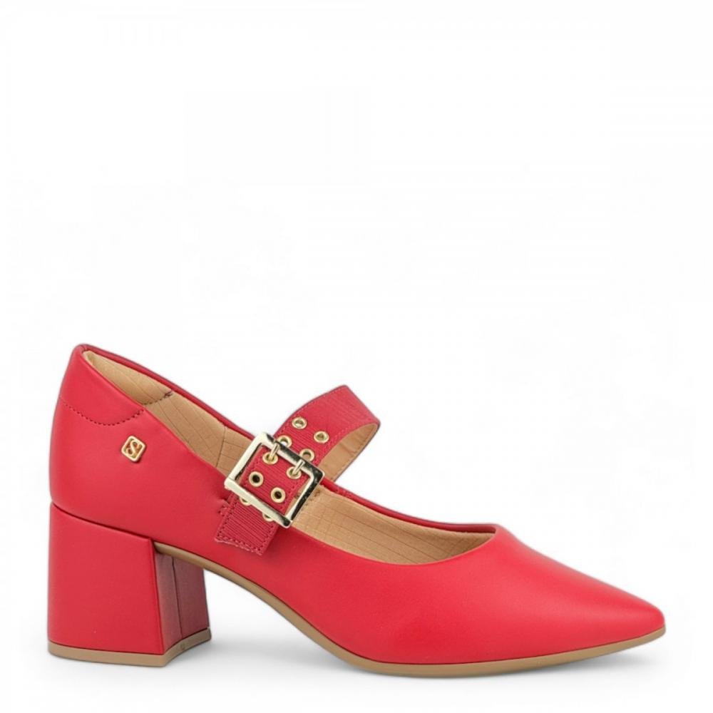 Sapato Scarpin Boneca Salto Bloco Santinelli Feminino Vermelho 1